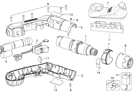 Default Diagram and Parts List for FSD600 Type 1 Black and Decker Boring Machine